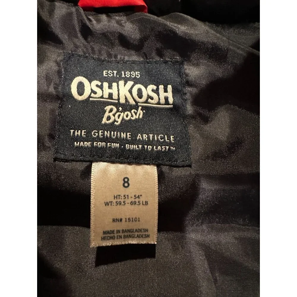 EUC Boys OshKosh B’gosh Zip Front Quilted Puffer Vest Water Resistant Size 8